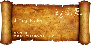 Őry Rados névjegykártya
